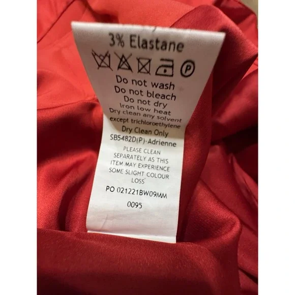 House Of CB Adrienne Satin Stretch Long Strapless Gown Red Small Plus Cup - Picture 12 of 12